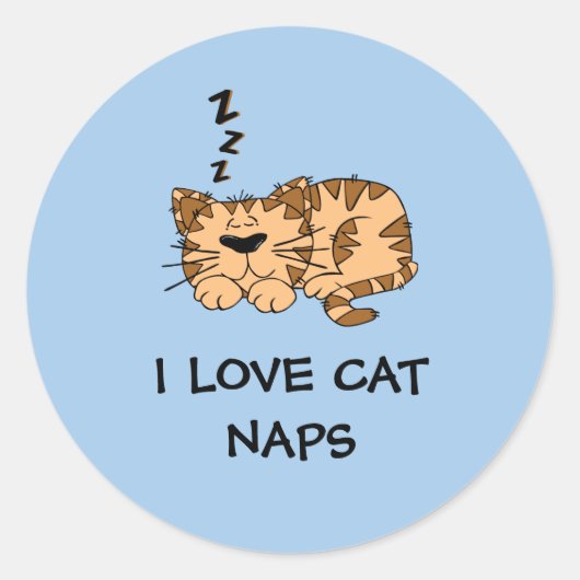 猫の昼寝が好きなTシャツ ラウンドシール (正面)