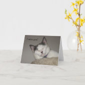 猫の昼寝恋しく思ズユー カード (黄色い花)