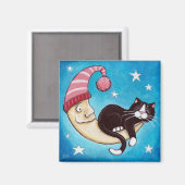 猫の昼寝磁石の最も安全な場所 マグネット (正面/裏面)