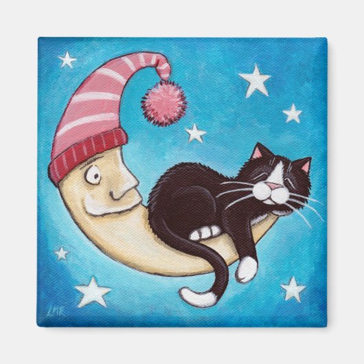 猫の昼寝磁石の最も安全な場所 マグネット (正面)