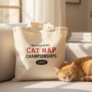 猫の昼寝選手権で笑いを!レトロなネコのユーモアグッズ トートバッグ