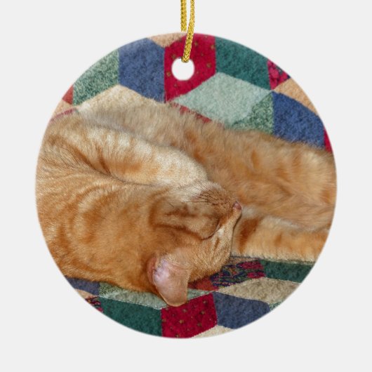 猫の昼寝 セラミックオーナメント (正面)