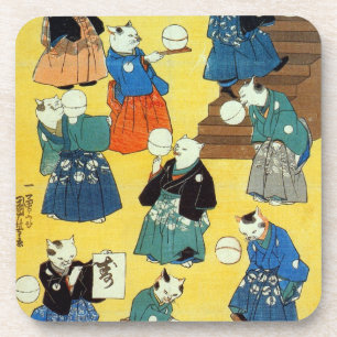 猫の曲芸師,国芳猫の曲芸師，国芳，浮世絵 コースター