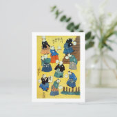 猫の曲芸師,国芳猫の曲芸師，国芳，浮世絵 ポストカード (スタンド正面)