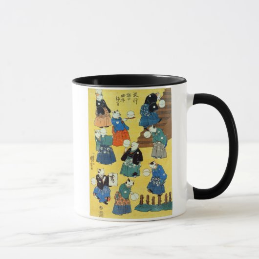猫の曲芸師、Kuniyoshi、Ukiyo-e、猫の国芳の曲芸師 マグカップ (右)