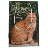 猫の最高のパパへカスタムEver Photo ミディアムペーパーバッグ (正面)