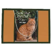 猫の最高のパパへカスタムEver Photo ラージペーパーバッグ (裏面)