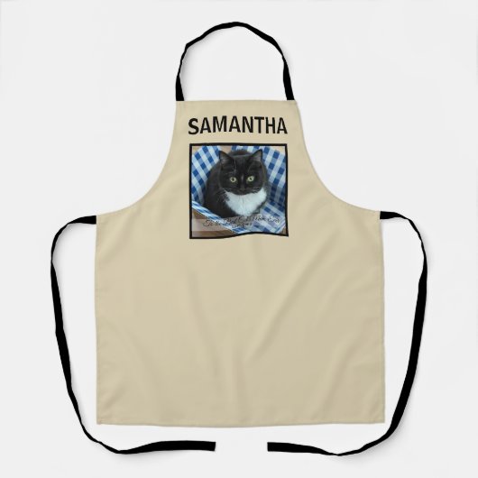猫の最高のママへの写真とカスタム文字 エプロン (正面)