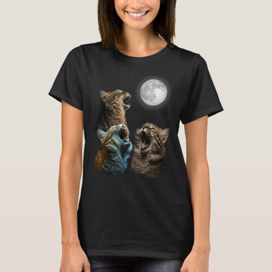 猫の月の猫が月の猫の遠吠えに Tシャツ (正面)