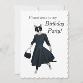 猫の服の誕生日のパーティの招待状 招待状 (正面)