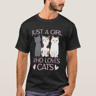 猫の服 女の子のための 女性のための ただ猫が好きな女の子のための Tシャツ