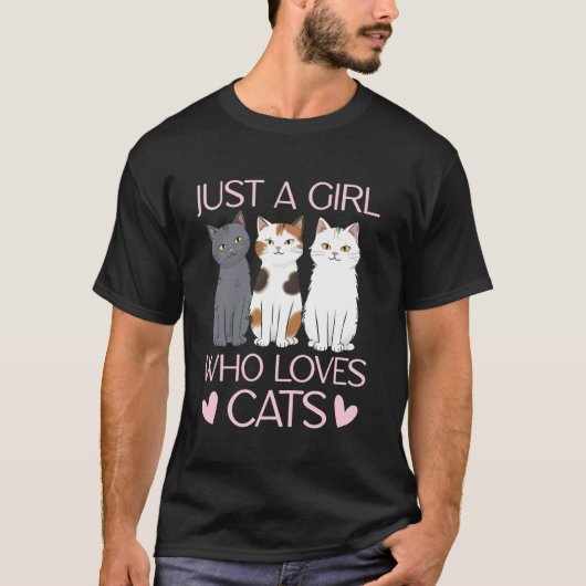 猫の服 女の子のための 女性のための ただ猫が好きな女の子のための Tシャツ (正面)