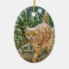 猫の木はそれがオーナメント雪が降るようにしました セラミックオーナメント