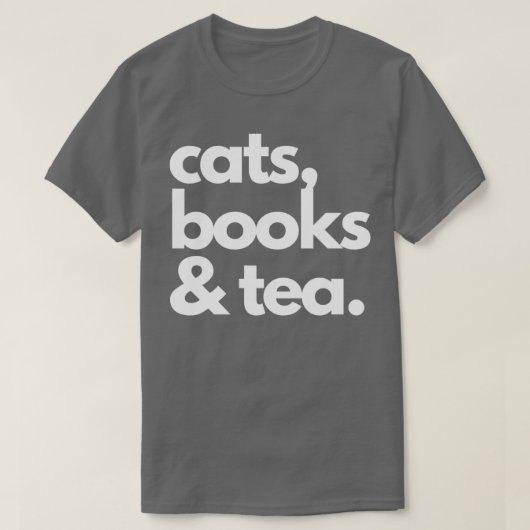 猫の本とお茶好き Tシャツ (デザイン正面)