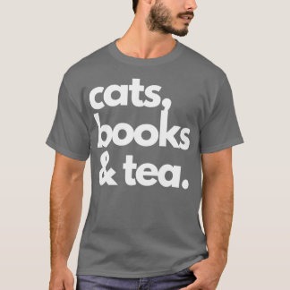 猫の本とお茶好き Tシャツ