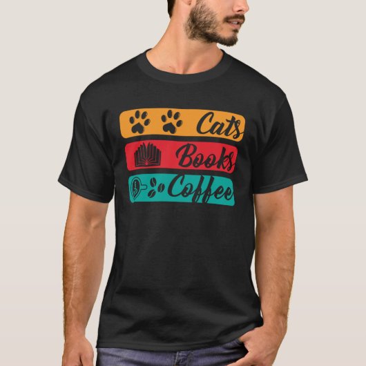 猫の本とコーヒー猫の本とコーヒー Tシャツ (正面)