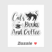 猫の本とコーヒー シール (シート)