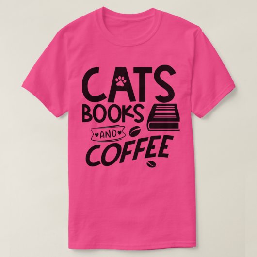 猫の本とコーヒー Tシャツ (デザイン正面)