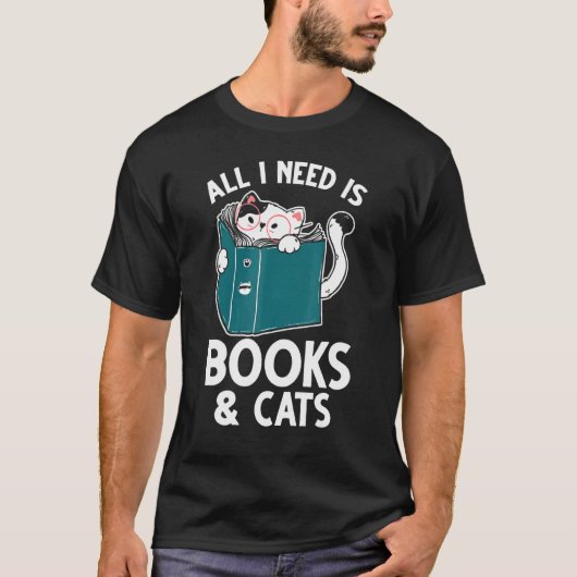 猫の本と猫読の Tシャツ (正面)