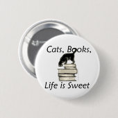 猫の本の生命は甘いです 缶バッジ (正面&裏面)