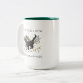 猫の本や音楽で生きがいが良い ツートーンマグカップ (正面左)