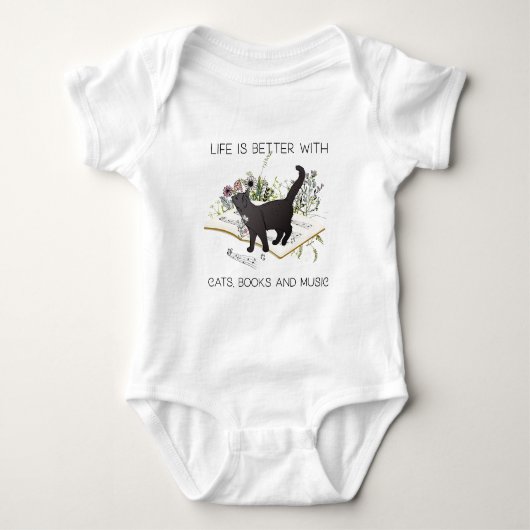 猫の本や音楽で生きがいが良い Tシャツ (正面)