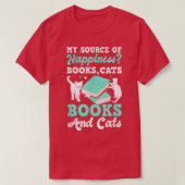 猫の本を読む人の本読を読む Tシャツ (デザイン正面)