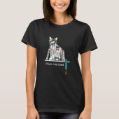猫の本棚 "Paws And Read" アート Tシャツ (正面)