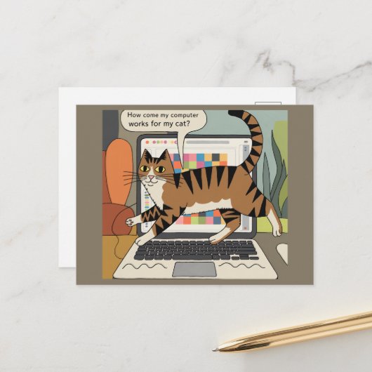猫の来漫画に対するコンピおもしろいュータの機能 ポストカード (正面/裏面インサイチュ)