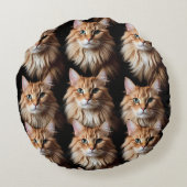 猫の柄のクッション ラウンドクッション (裏面)