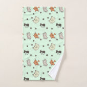 猫の柄 バスタオルセット (ハンドタオル)