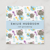 猫の柄、ペットショップ、キャットシッター、猫トリマー スクエア名刺 (正面)