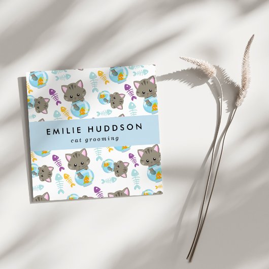 猫の柄、ペットショップ、キャットシッター、猫トリマー スクエア名刺