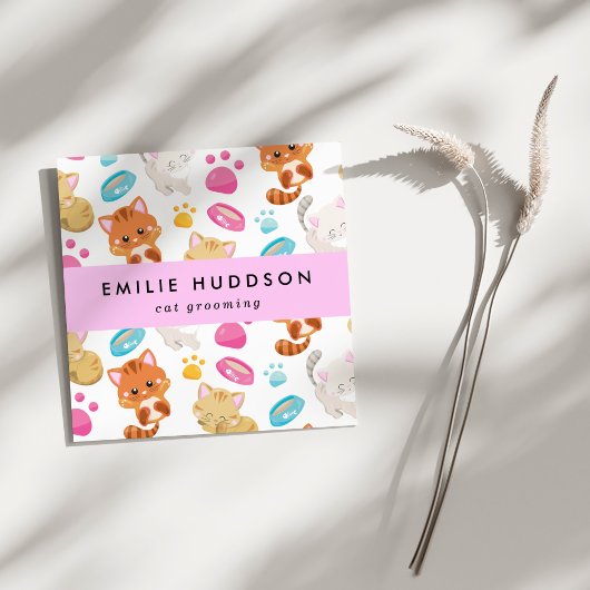 猫の柄、ペットショップ、キャットシッター、猫トリマー スクエア名刺