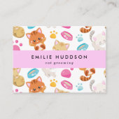 猫の柄、ペットショップ、キャットシッター、猫トリマー 名刺 (正面)