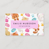 猫の柄、ペットショップ、キャットシッター、猫トリマー 名刺 (正面)