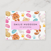 猫の柄、ペットショップ、キャットシッター、猫トリマー 名刺 (正面)