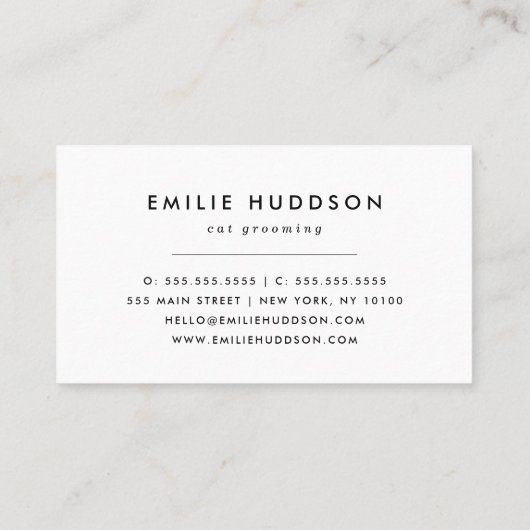 猫の柄、ペットショップ、キャットシッター、猫トリマー 名刺 (裏面)