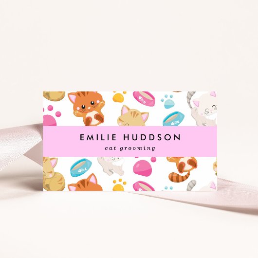 猫の柄、ペットショップ、キャットシッター、猫トリマー 名刺