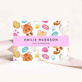 猫の柄、ペットショップ、キャットシッター、猫トリマー 名刺