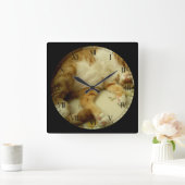 猫の柱時計を夢を見るNite Nite スクエア壁時計 (ホーム)