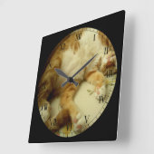 猫の柱時計を夢を見るNite Nite スクエア壁時計 (傾斜)