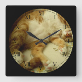 猫の柱時計を夢を見るNite Nite スクエア壁時計