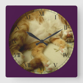 猫の柱時計を夢を見るNite Nite スクエア壁時計