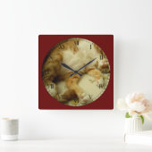 猫の柱時計を夢を見るNite Nite スクエア壁時計 (ホーム)