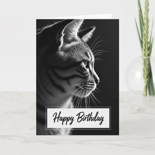 猫の横顔の誕生日カード カード (正面)