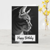 猫の横顔の誕生日カード カード (黄色い花)