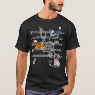 猫の歌子猫遊と音符 Tシャツ