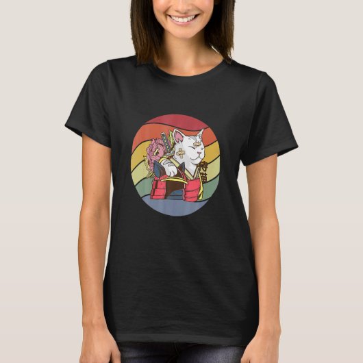 猫の武士サムライ Tシャツ (正面)