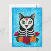 猫の死んだ日の砂糖スカル猫アートポストカード ポストカード (正面/裏面)